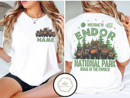Star Wars Ewok Endor Park Two-Sided T-Shirt, Galaxy's Edge Tee