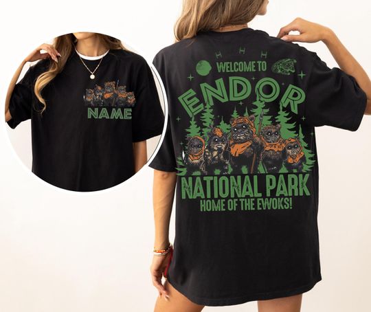Star Wars Ewok Endor Park Two-Sided T-Shirt, Galaxy's Edge Tee