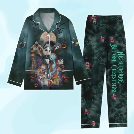 Nightmare Before Christmas Horror Halloween Spooky Vibes Pajamas Set