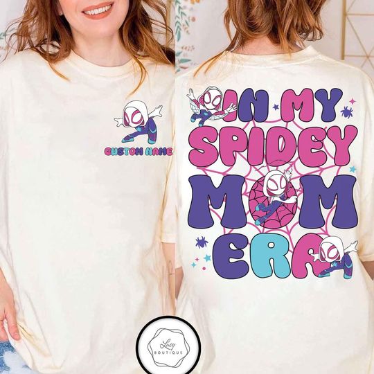 Personalized 2-Sided In My Spidey Mom Era T-Shirt, Spider Hero Mom Tee