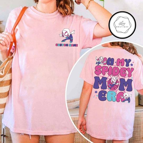 Personalized 2-Sided In My Spidey Mom Era T-Shirt, Spider Hero Mom Tee