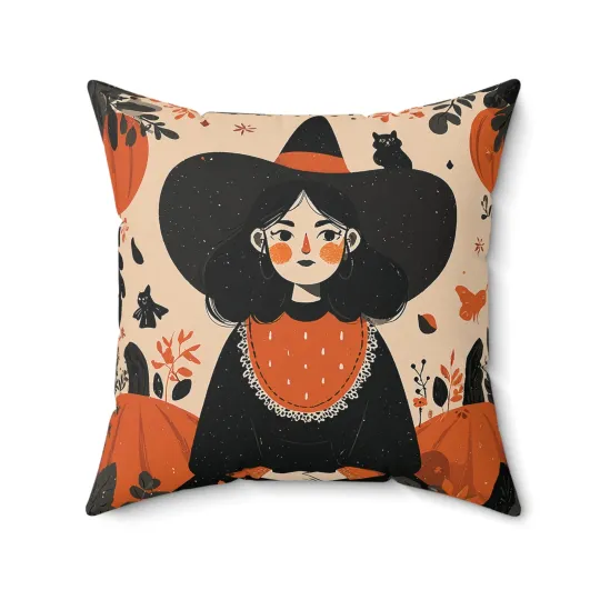 Halloween Witch Throw Pillow and Cover