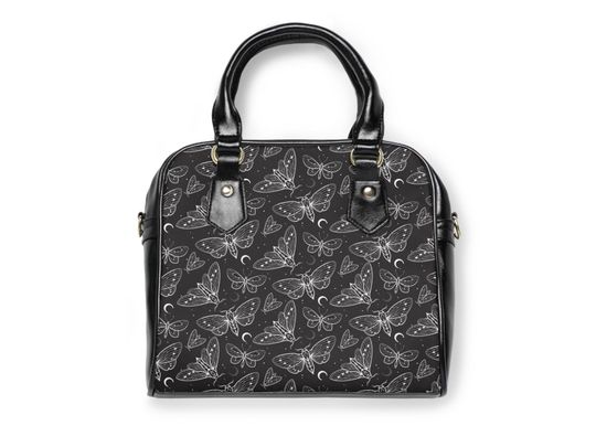 Gothic Moth Shoulder Bag, Dark Butterfly Handbag,