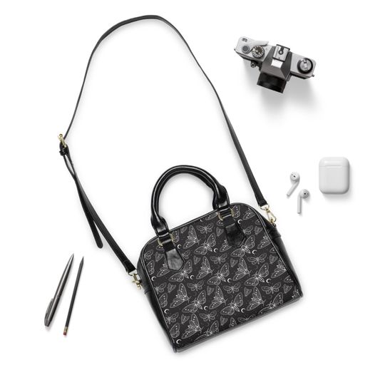 Gothic Moth Shoulder Bag, Dark Butterfly Handbag,