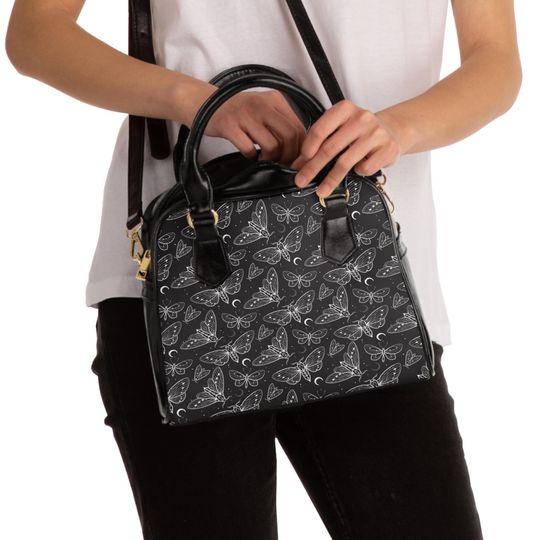 Gothic Moth Shoulder Bag, Dark Butterfly Handbag,