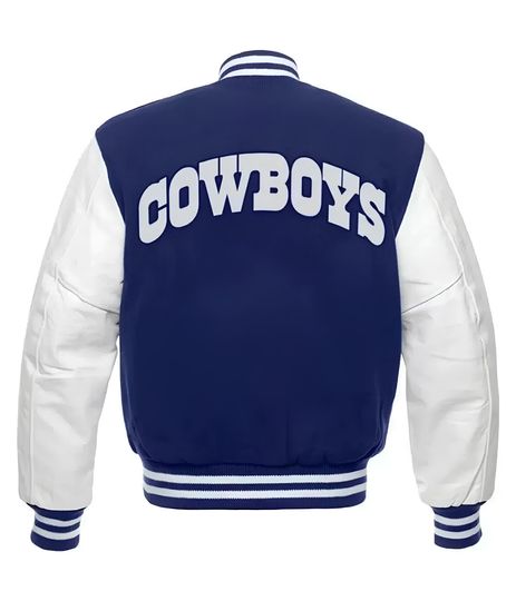 Dallas Cowboy Varsity Jacket: Royal Blue Fleece & White Sleeves