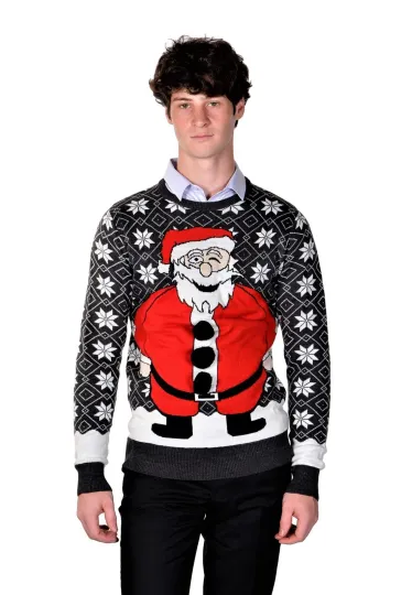RWB Happy Santa Pullover Ugly Christmas Sweater Slim Fit