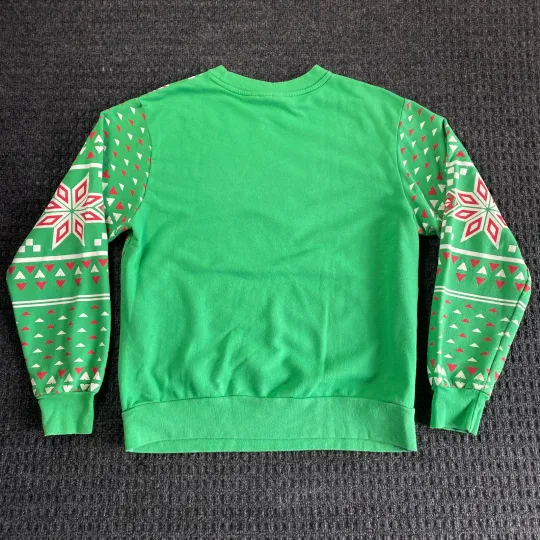 Disney Mickey Mouse Christmas Sweater Ugly All Over Print Green M FAST