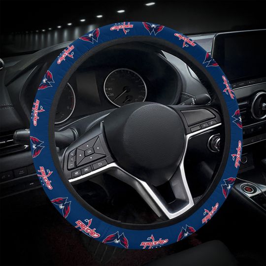 Washington Capitals themed steering wheel cover for a fan