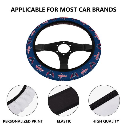 Washington Capitals themed steering wheel cover for a fan