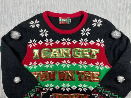 Spencer's Workshop Men's L Pullover Ugly Christmas Sweater Naughty List Light Up