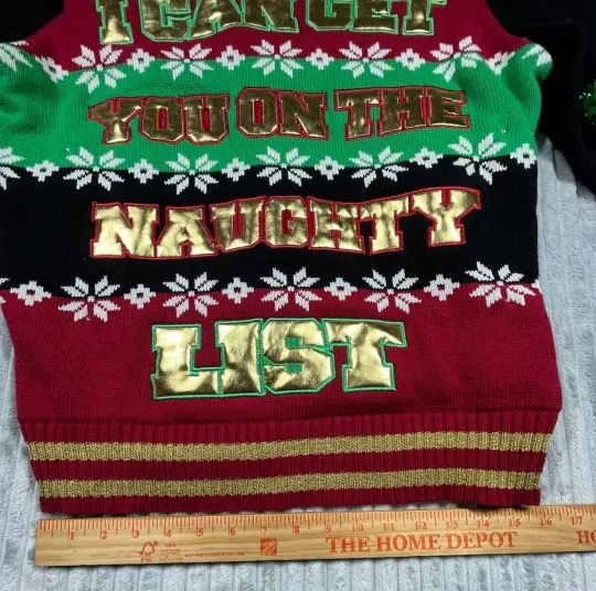 Spencer's Workshop Men's L Pullover Ugly Christmas Sweater Naughty List Light Up