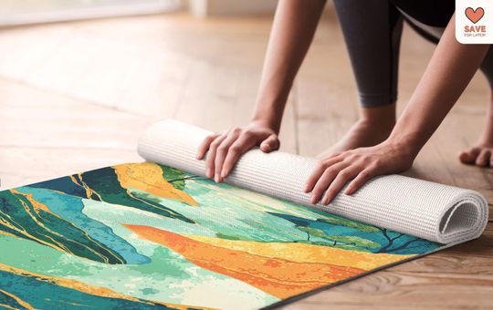 Mountain River Print Yoga Mat