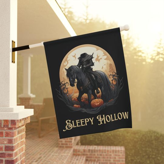 Sleepy Hollow Headless Horseman Halloween Yard Flag: Gothic Fall Decor