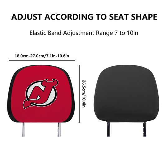 New Jersey Devils themed custom car headrest cover for a fan
