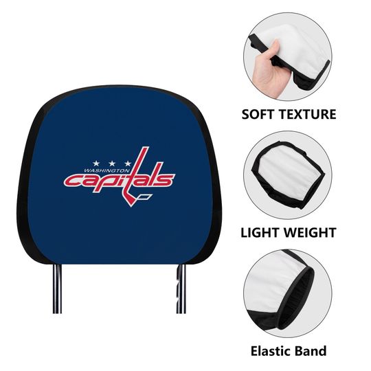 Washington Capitals themed custom car headrest cover for a fan