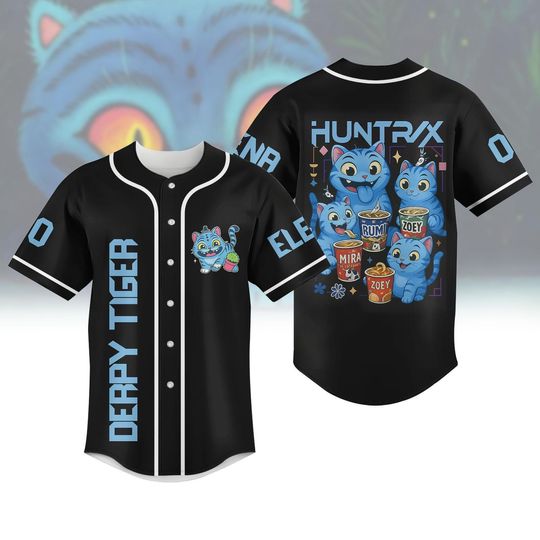 Derpy Tiger Demon Hunter Baseball Jersey, K-pop Band Huntrix Shirt