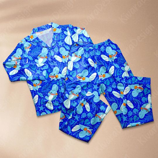 Mudkip Pajama Set Anime Inspired Sleepwear Cosplay  Kawaii Loungewear Gift for Anime Fans