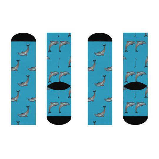 Hand-Drawn Miami Dolphins Socks - Turquoise Cushioned Crew Socks