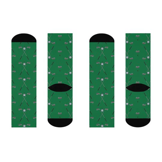 Golf Clubs Cushioned Crew Socks - Green Background