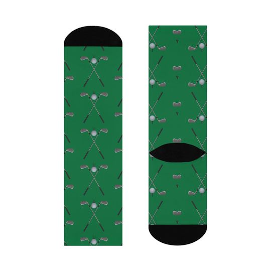 Golf Clubs Cushioned Crew Socks - Green Background