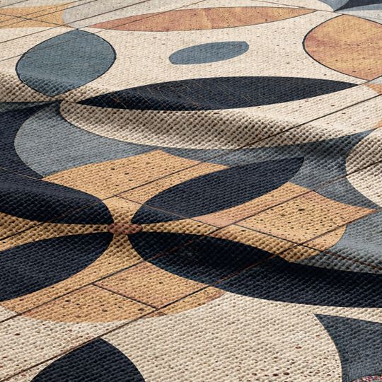 Mid Century Modern Woven Blanket with Geometric Art Deco