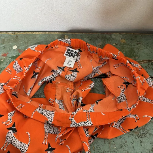 Bouffants & Broken Hearts Halloween Orange Leopard Witch Notch Shorty PJ Set S