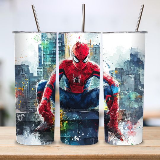 Superhero Tumbler with Lid and Straw