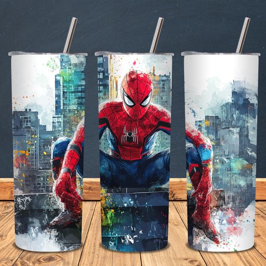 Superhero Tumbler with Lid and Straw