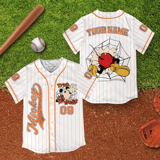 Personalized Mickey & Friends Ghost Halloween Baseball Jersey