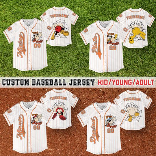 Personalized Mickey & Friends Ghost Halloween Baseball Jersey