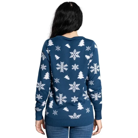 Fabulous V-Neck Sequin Snowman Ugly Christmas Sweater