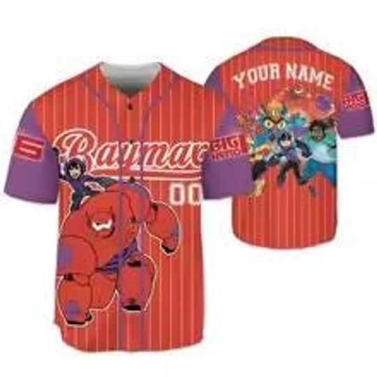 Personalized Big Hero 6 Baymax Baseball Jersey, Custom Baymax Baseball Jersey