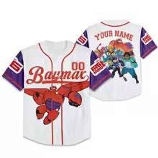 Personalized Big Hero 6 Baymax Baseball Jersey, Custom Baymax Baseball Jersey