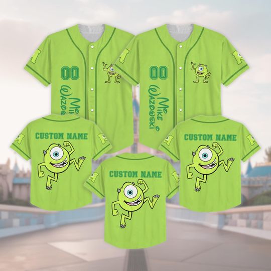 Custom Mike Wazowski Baseball Jersey, Monsters Inc Baseball Shirt