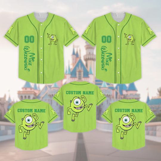 Custom Mike Wazowski Baseball Jersey, Monsters Inc Baseball Shirt