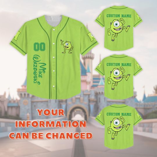 Custom Mike Wazowski Baseball Jersey, Monsters Inc Baseball Shirt