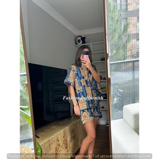 Indian  Short Pajama Set: Jungle Print Lightweight Sleepwear
