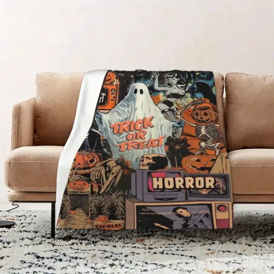 Halloween Horror Themed Printed Fleece Blanket