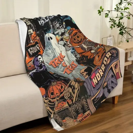 Halloween Horror Themed Printed Fleece Blanket