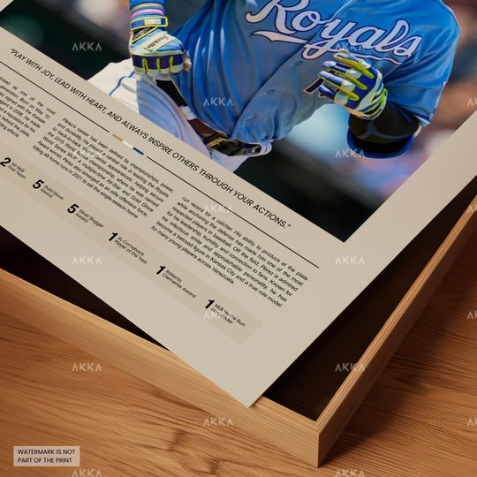 Salvador Prez Poster, Kansas City Royals Wall Art Print, Framed Baseball Decor