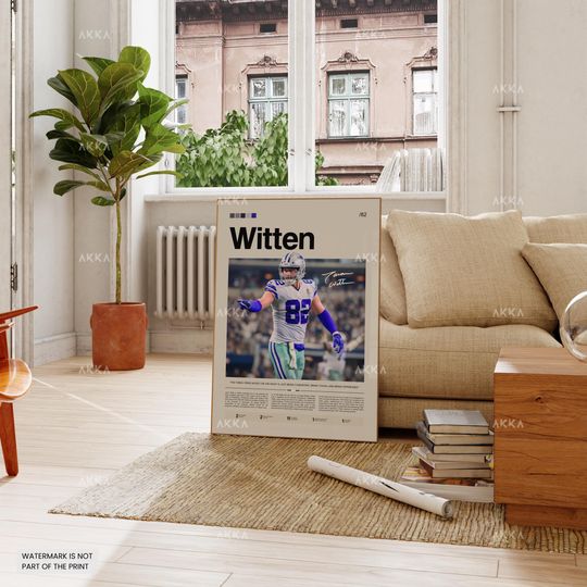 Jason Witten Poster, Witten Cowboys Print, Framed Witten Dallas Art, Witten Wall Decor, Dallas Cowboys Print Fan Gift Idea, Witten Art