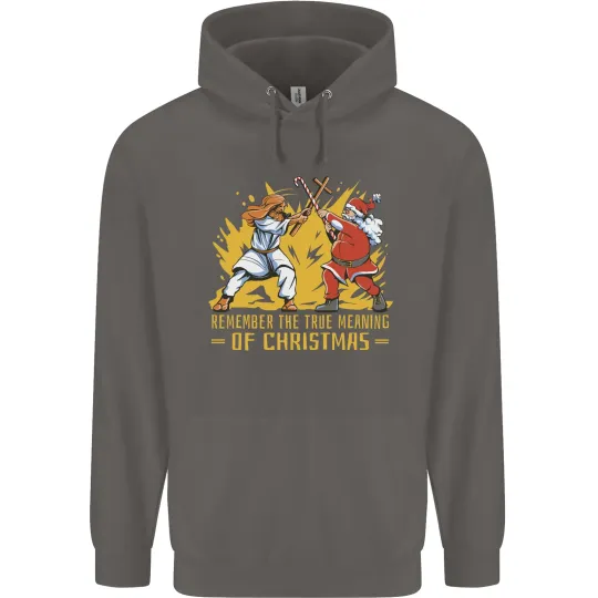 Santa vs Jesus Funny Christmas Hoodie for Men
