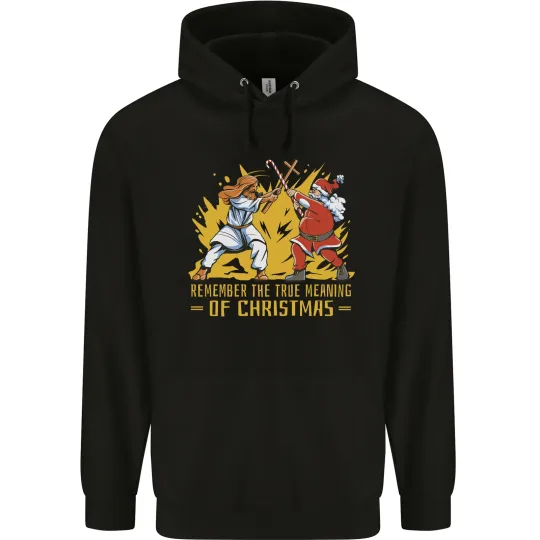 Santa vs Jesus Funny Christmas Hoodie for Men