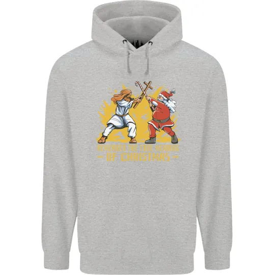Santa vs Jesus Funny Christmas Hoodie for Men