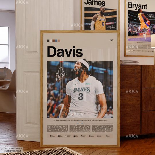 Anthony Davis Poster, Davis Dallas Print, Framed Davis Mavericks Art, Dallas Mavericks Fan Gift Idea, Anthony Davis Wall Art, Decor