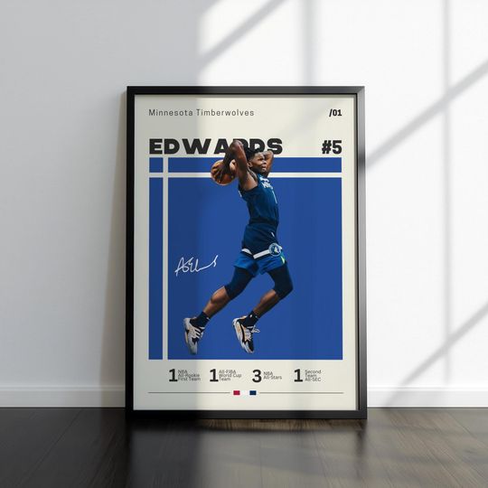 Anthony Edwards Poster, Timberwolves Suns Poster, Gift For Anthony Edwards Fan, NBA Poster, Sports Poster, NBA Fans, Basketball Gift