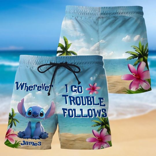 Lilo And Stitch Men's Beach Shorts, Gift For Him