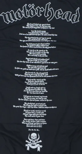 Motorhead Official March Or Die Lyrics T-Shirt