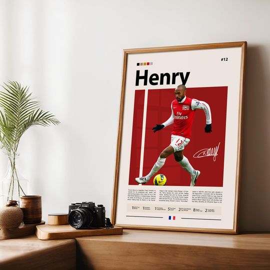 Thierry Henry Arsenal & France Football Legend Poster, Premier League Icon Wall Art, Gunners Striker Memorabilia Print